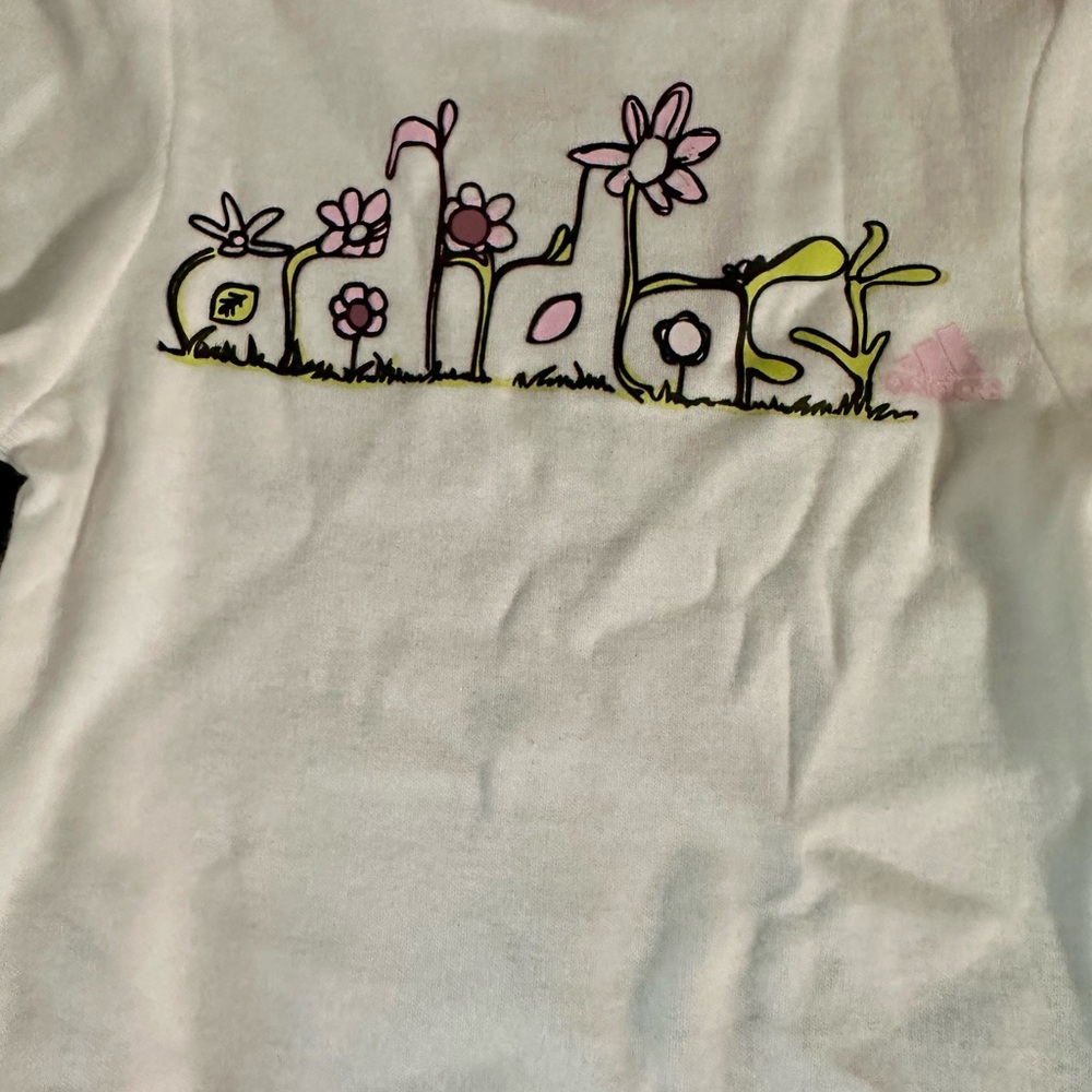 White Floral Graphic Kids Tee - Pink & Yellow Design